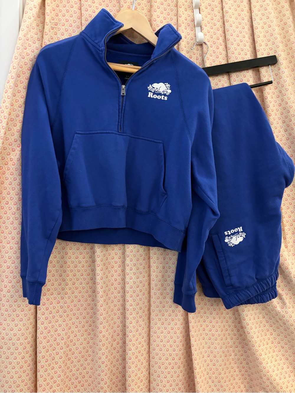 Royal Blue Roots Organic Original Cropped Half-Zip in Small - Picture 6 of 6